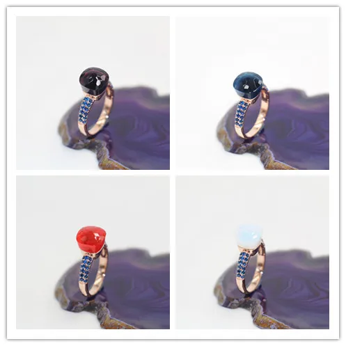 

2021 Top Quality Charming Brand Blue Zirconia And 4 Colours Choose Crystal Rose Gold Plated Rings Best Friends Gift