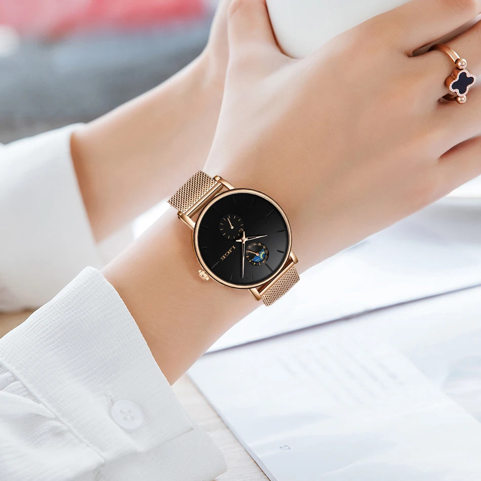 Часы LIGE Reloj Женские кварцевые люксовые брендовые простые водонепроницаемые