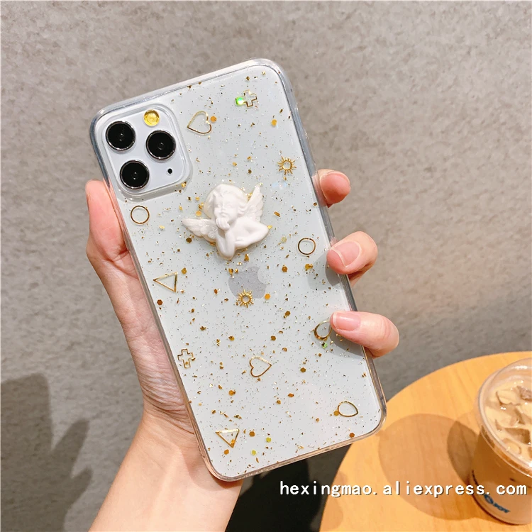 Роскошный фольгированный 3D милый Купидон чехол для телефона iphone 11promax XR XSMAX X 6 7 8 Plus