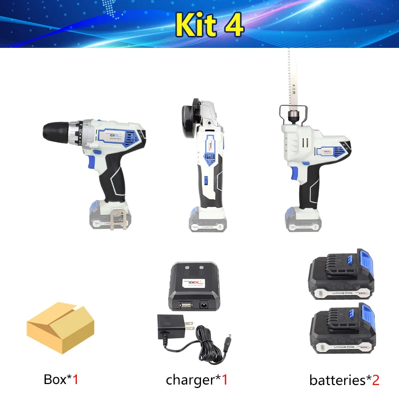KIT 4 Keinso 12V электроинструменты угловая шлифовальная машина и электрическая дрель с одной литиевой батареей и одним зарядным устройством - Цвет: KIT 4