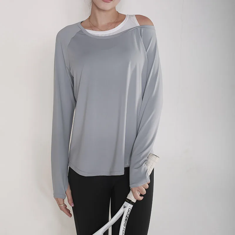 

ZZSLHL Gym Yoga Tops Women Long Sleeve Fitness Training sweatshirt Athletic Running Workout T-Shirts Loose Breathable Sport Top