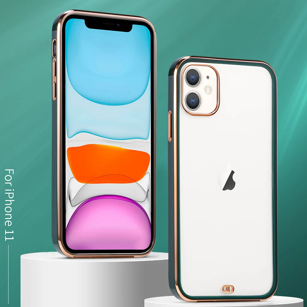 Роскошный квадратный Прозрачный чехол с покрытием для iPhone 11 Pro Max 11Pro 12 XS X XR 7 8 Plus SE 2