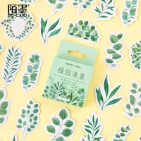 45pcsbox creative green garden plant stickers stationery flakes scrapbooking diy decorative stickers