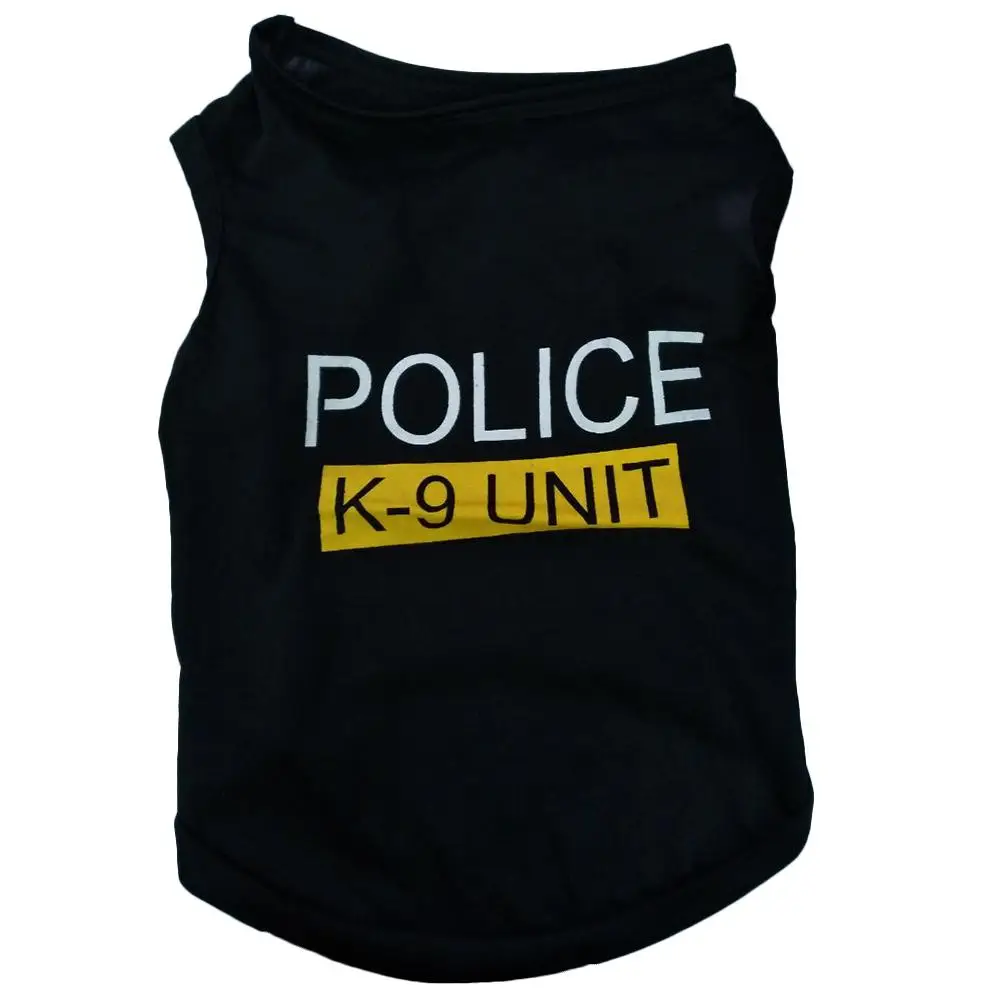 

Police Suit Cosplay Dog Clothes Black Elastic Vest Puppy T-Shirt Coat Accessories Apparel Costumes Pet Clothes For Dogs Cats