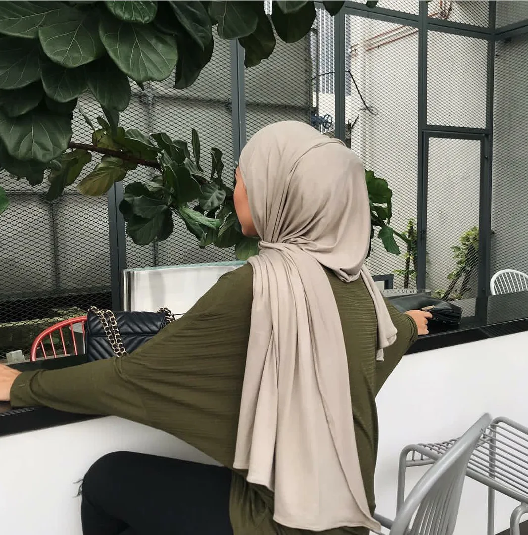 Мусульманский Хиджаб Джерси шарф 180*85 см мягкая однотонная шаль платок для головы