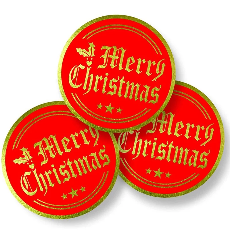 

500pcs/roll Merry Christmas Stickers Gold Foil Christmas Envelope Stickers Seals Labels Decals for Cards Gifts Envelopes Boxes