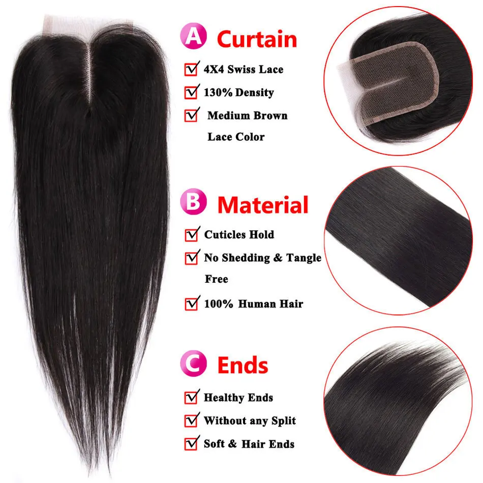 Soul Lady бразильские прямые пучки с застежкой прозрачные кружевные фронтальной