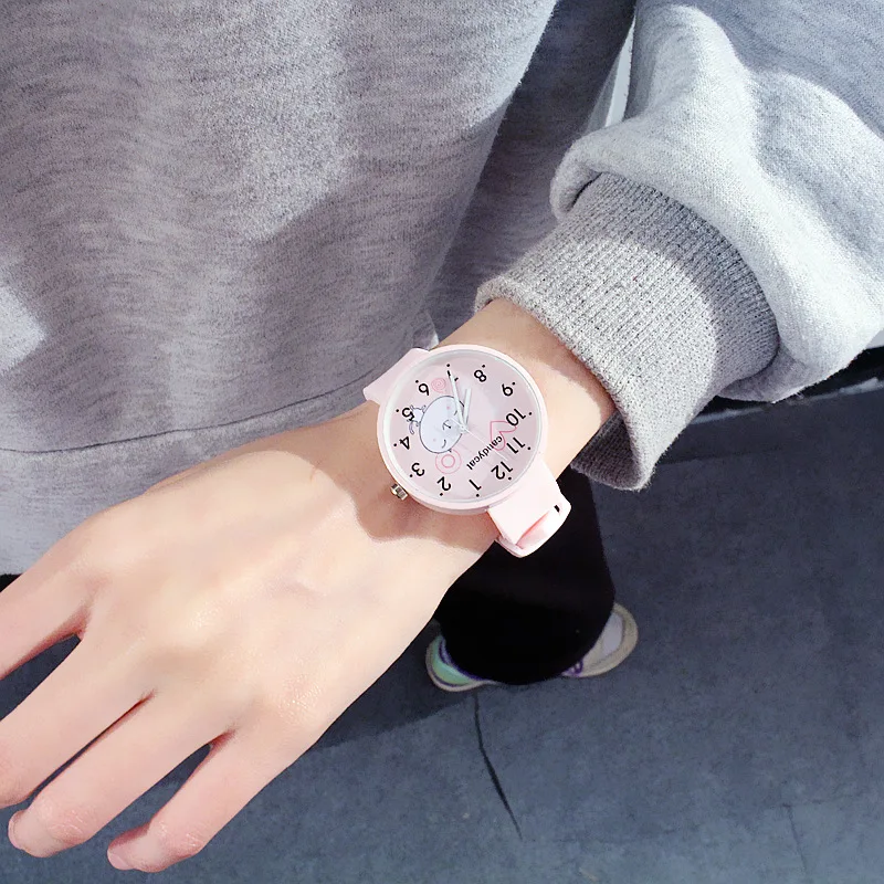 Милые детские часы с рисунком кошки для девочек и мальчиков Женские Простые
