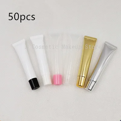50pcs 10ml 15ml 20ml Empty Lipstick Tube,Lip Balm Soft Hose,Makeup Squeeze Sub-bottling,Clear Plastic Lip Gloss Container