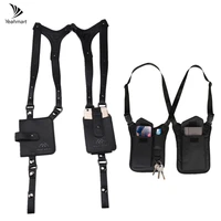 real leathernylon underarm wallet shoulder holster bag utility pouch removable adjustable cross body strap black phone pocket