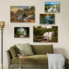 Картина с водным потоком, искусственная живопись, пещера, озеро, пейзаж, живопись, домашний настенный фон, подвесная живопись, постер с HD печатью
