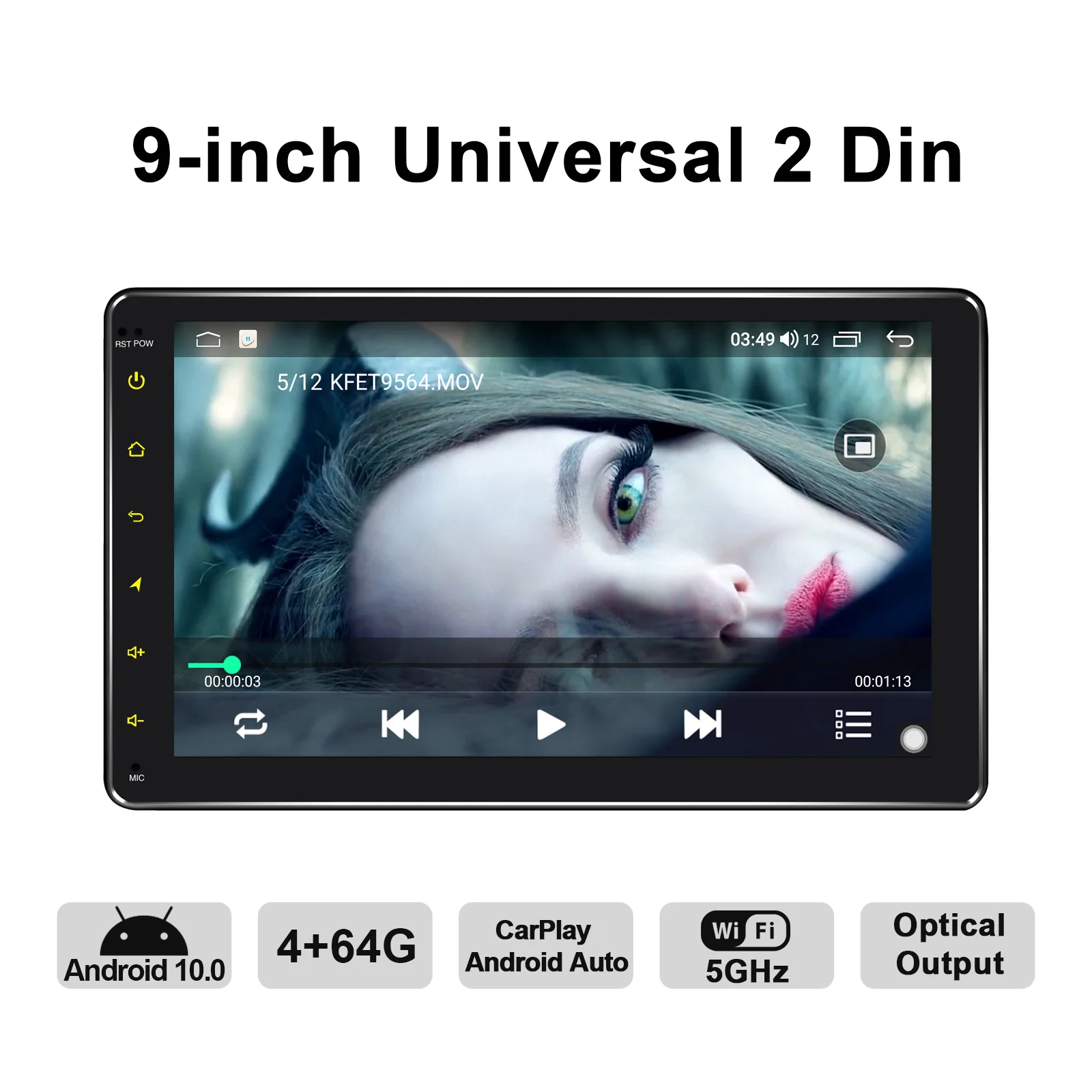 

Android 10.0 Car Stereo 9 Inch Double Din Universal Car Radio Player 4GB RAM 64GB ROM With Bluetooth 5.1 And Rear Camera TB HD