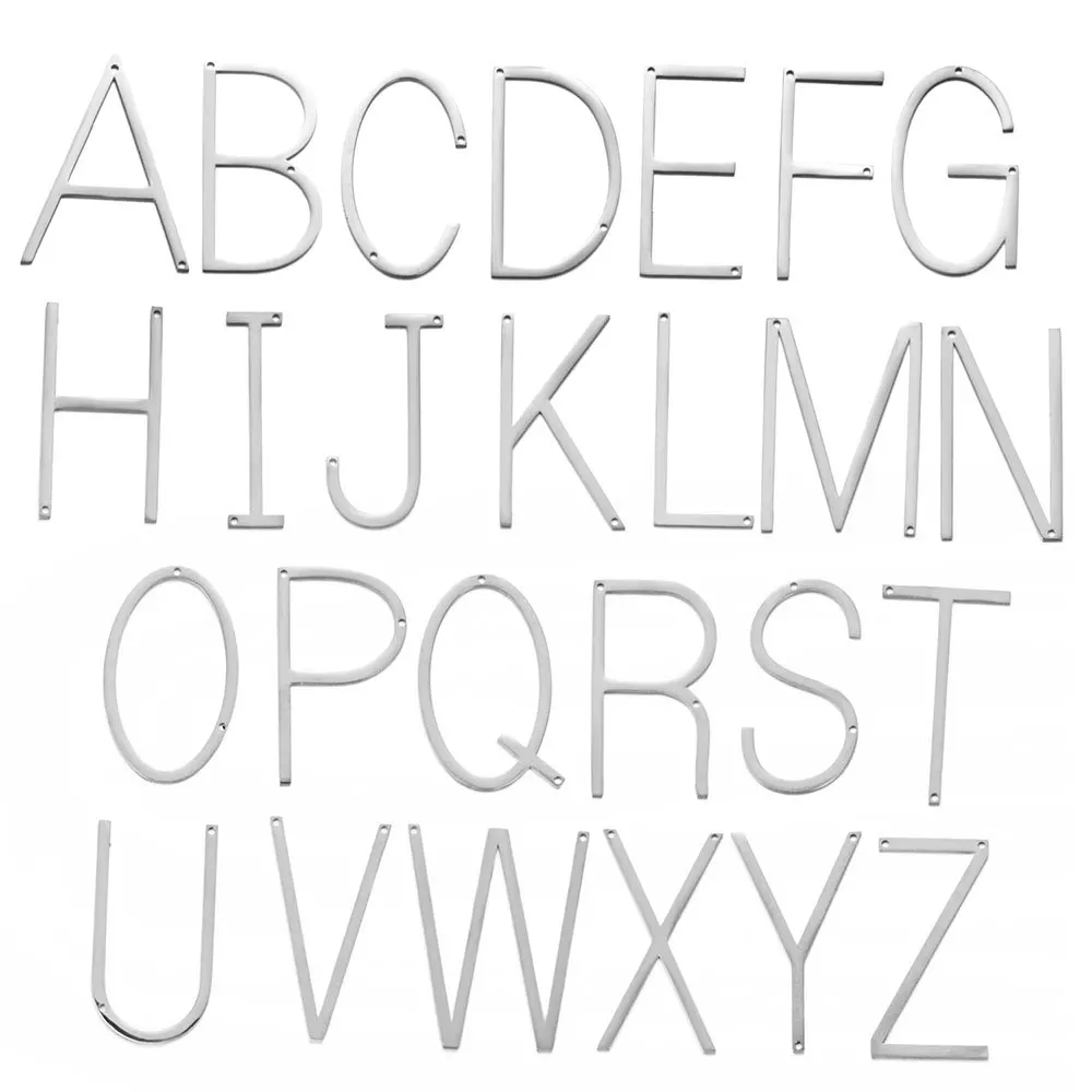 100% буквы алфавита из нержавеющей стали очаровательные 2 отверстия сердце