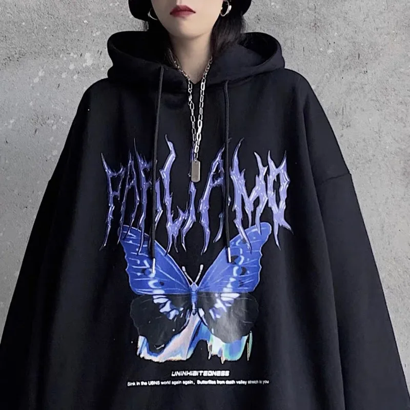 

Women Gothic Harajuku Letter Printing Sweatshirt Women High Street Hip Hop Hoodie Oversized Spring Autumn 2021 Fashion