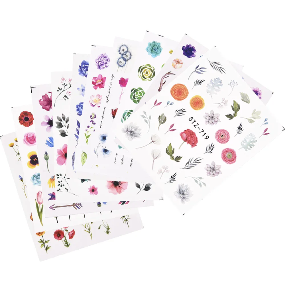 Переводные наклейки для ногтей акварельные бабочки декоративный маникюр 3D 1/4 шт.