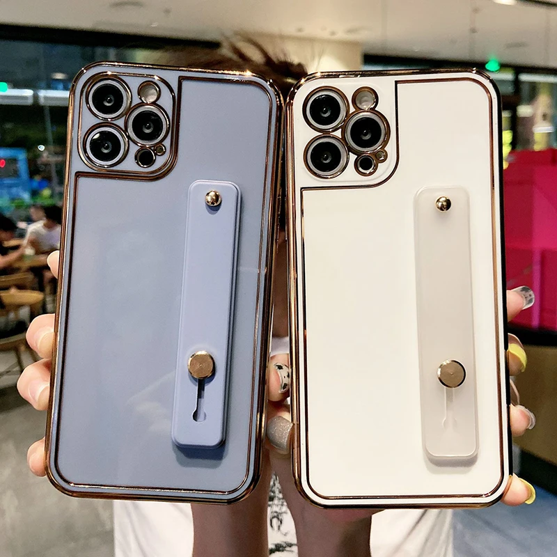 

Plating Wrist Strap Phone Case For iPhone 12 Pro Max 11 Pro Max X XR XS Max 7 8 Plus Soft Back Cover