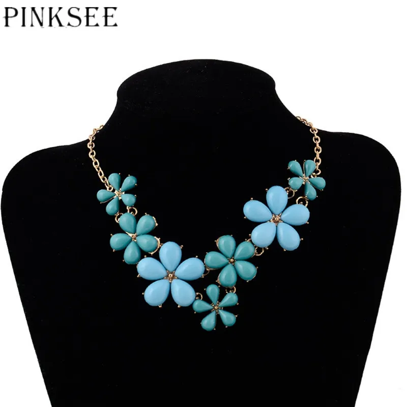 PINKSEE синяя тесьма с цветочным принтом морская текстура винтажное короткое