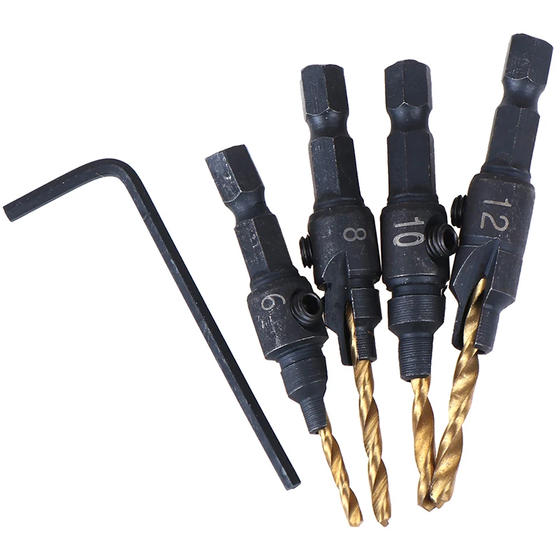 4 шт./лот зенкер набор сверл для деревообработки сверла отверстия размеров винтов