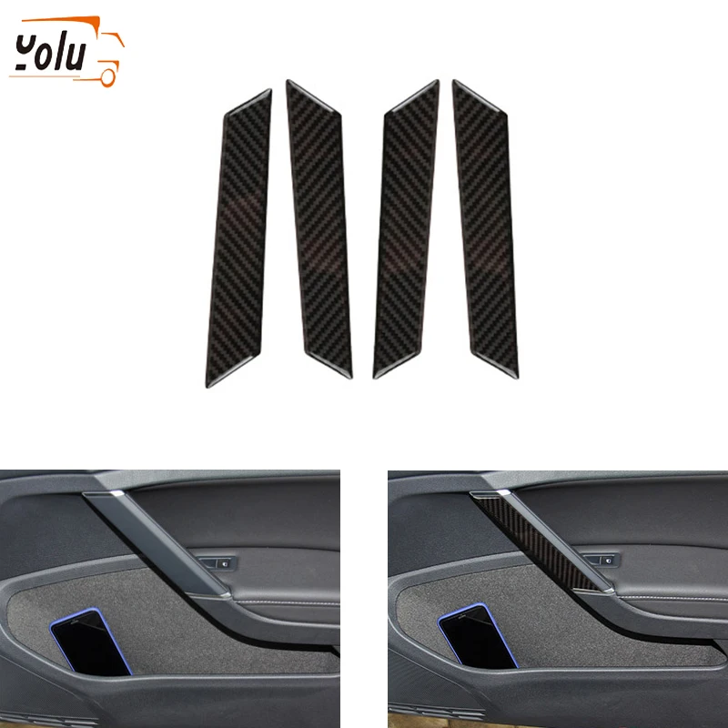 

YOLU 4pcs/set Carbon Fiber Interior Door Handle Cover Trim for Golf 7 2013 2014 2015 2016 2017 Interior Accessories