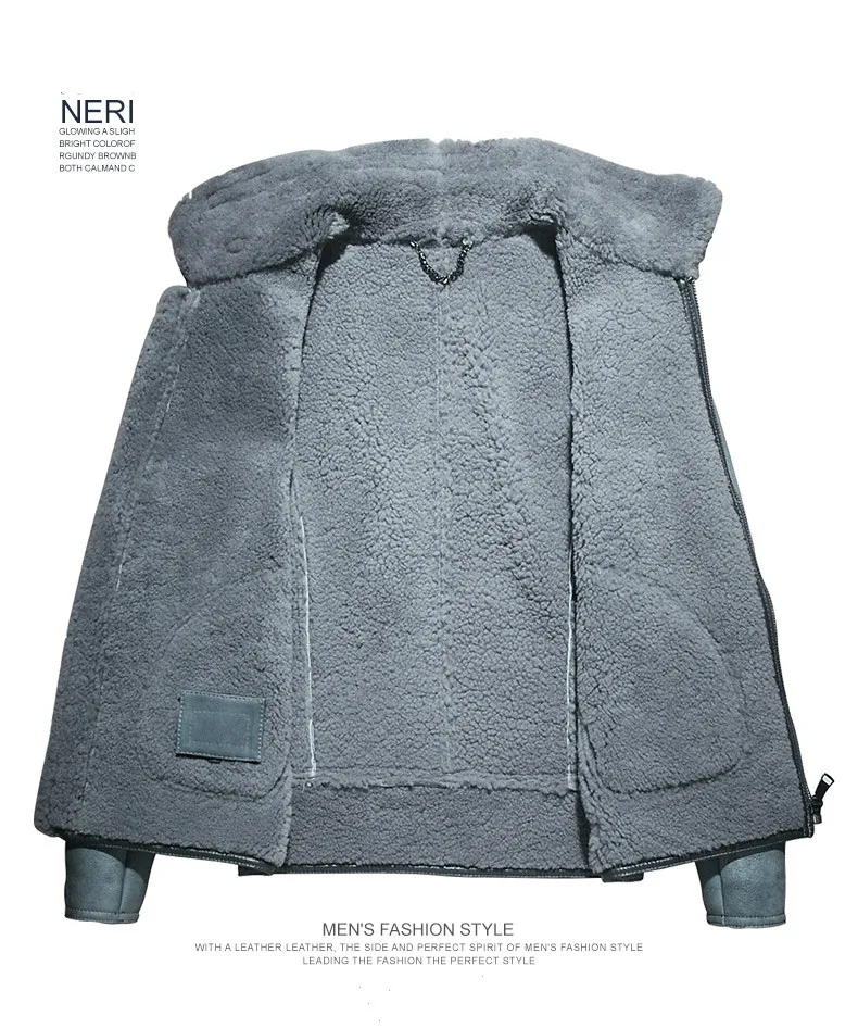 

Men Winter Shearling Real Luxury 5XL Biker Sheepskin Genuine Leather Coat Thick Warm Fur Lining Military Jacket