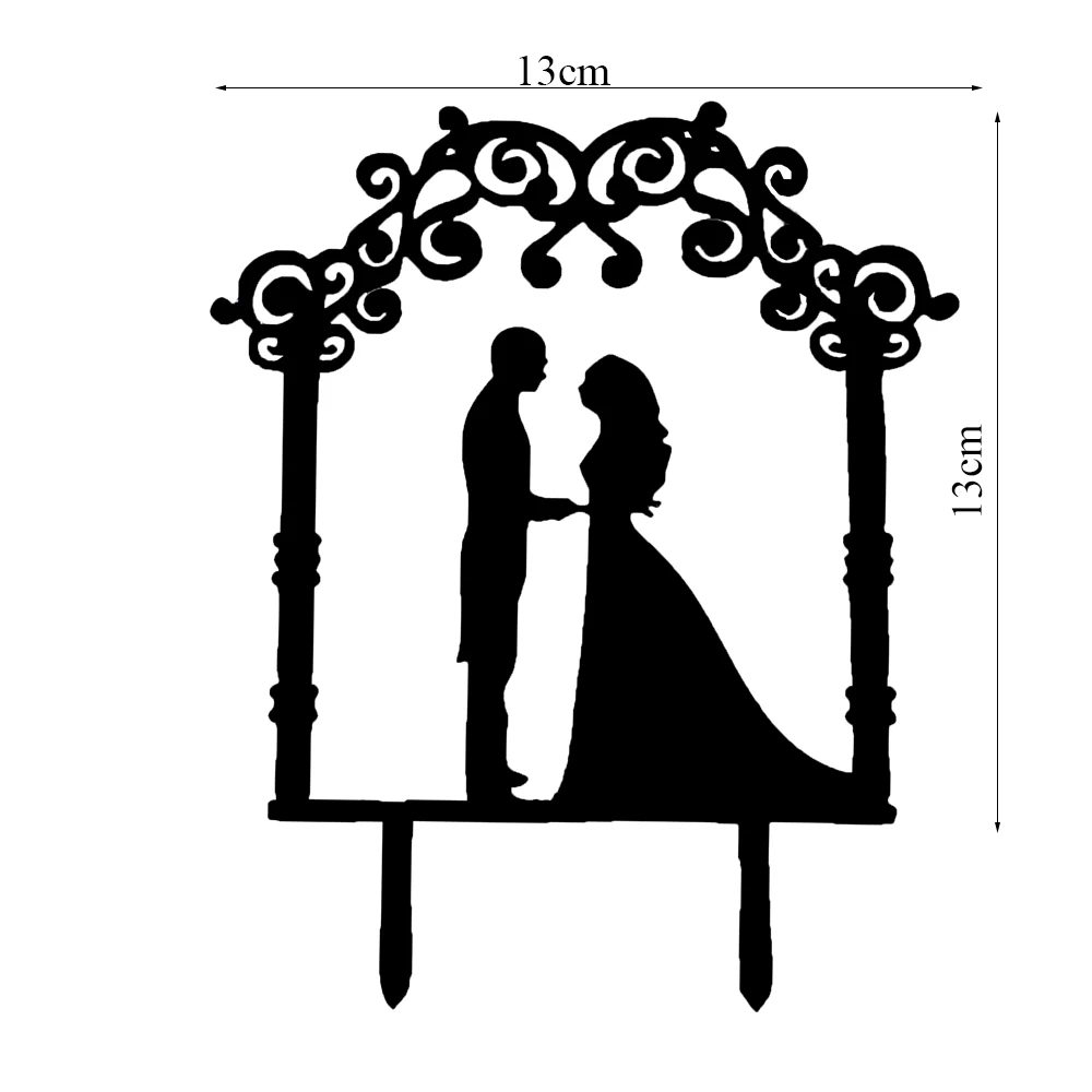 Cake Topper 50 Украшения на свадебный торт, фигурки из черного цвета в виде жениха и невесты Mr Mrs с кошечкой для маленьких собак торт топпера, свадебные Обручение вечерние украшения торта вечерние свадебные сувениры - Цвет: Cake Topper 50