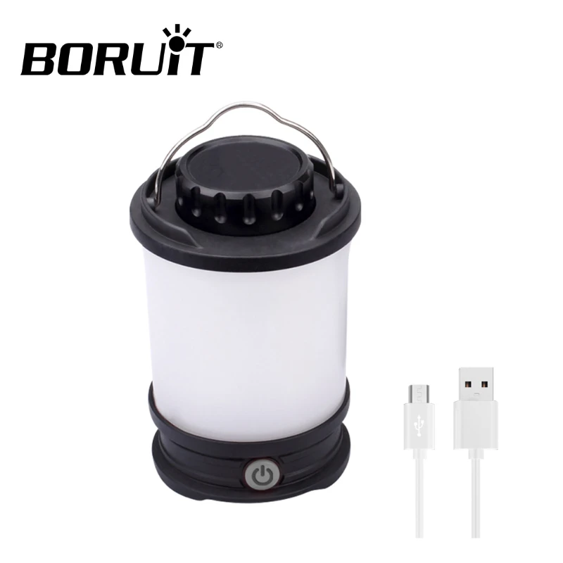 BORUiT LED Portable Lantern 500 Lumens USB Rechargeable Camping Light 4 Modes Waterproof Outdoor Tent Lamp