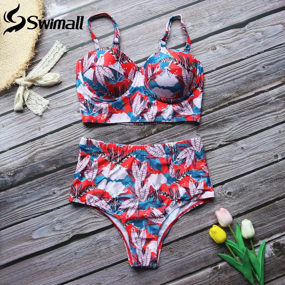 2020 сексуальный бикини с высокой талией женский купальный костюм пуш ап принтами