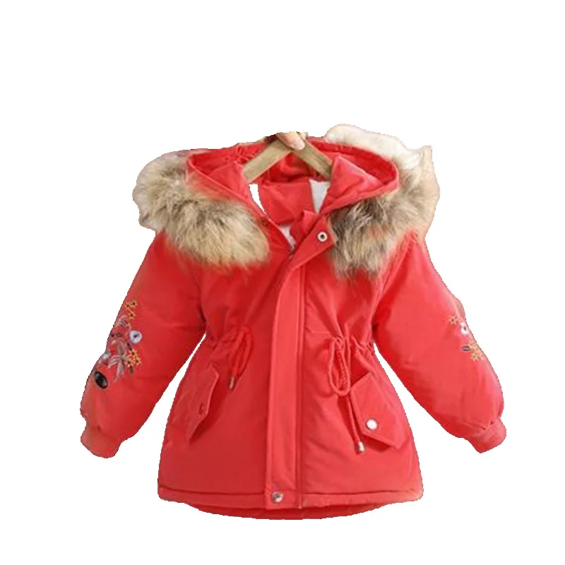 

Children`s Winter Jacket for Girl Overalls Thickening Warm Clothing Kids Down Cotton Coat Hooded Outerwear Toddler Clothes Park