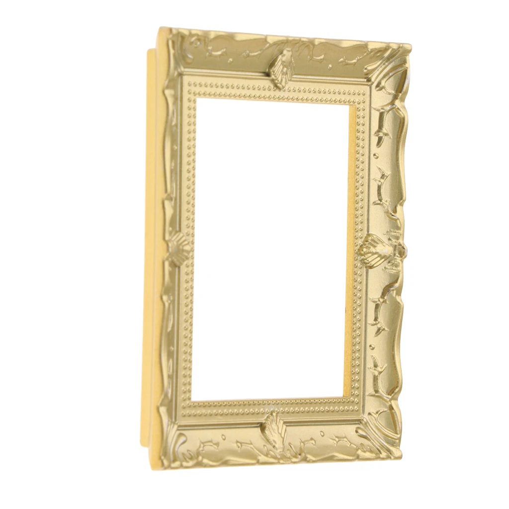 

1:12 Miniature Golden Alloy Picture Frame Dollhouse Decoration Accessories