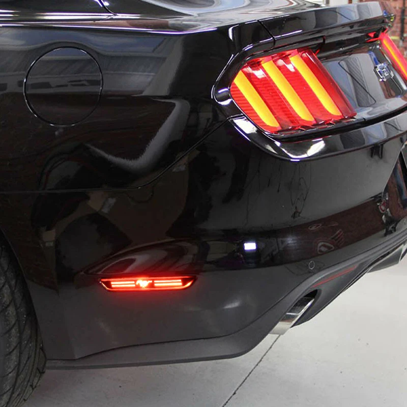 Дымчатый объектив красный светодиодный 3D Mustang дизайн для заднего бампера боковые габаритные огни для 2010-/- Ford Mustang Fender габаритные огни