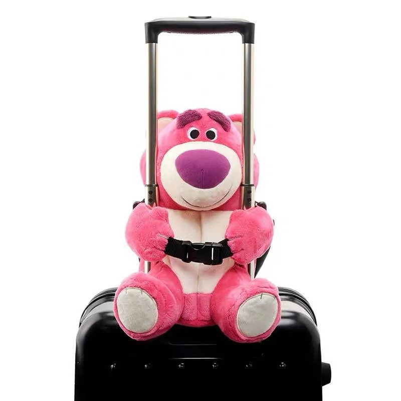 Cute cartoon Winnie bear strawberry plush doll luggage slant straddle | Дом и сад