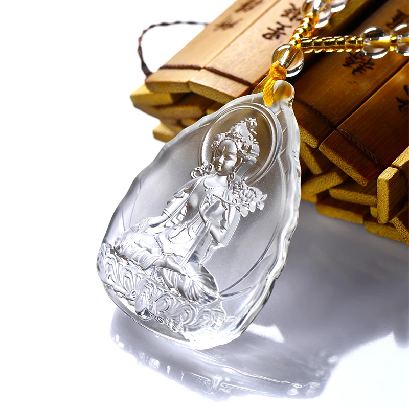 

LOOKER Crystal Beads Money Amulet Green Tara Buddha Crystal Pendant Buddha Necklace Amulet