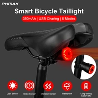 phmax bicycle tail light brake sensing smart bike rear light usb charging waterproof bicycle rear led light