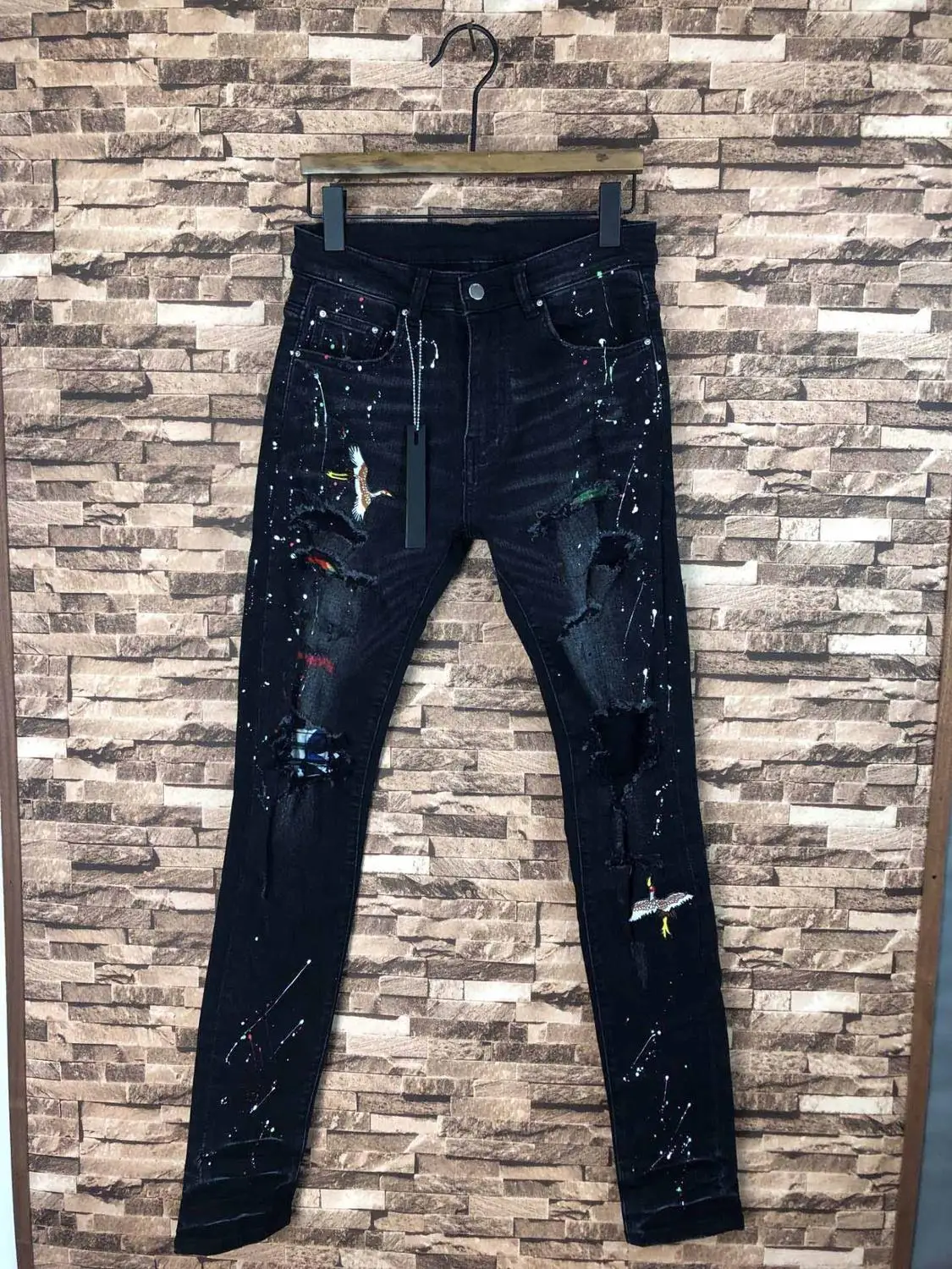 Мужские вышивальные крановые нашивки случайные забрызганные узкие потертые