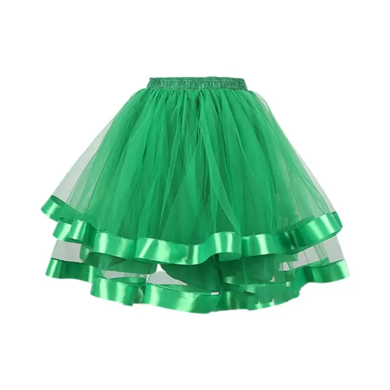 

2-layered Streamer Pleated Skirt Bride Petticoats No Hoop Women Ballet Skirts