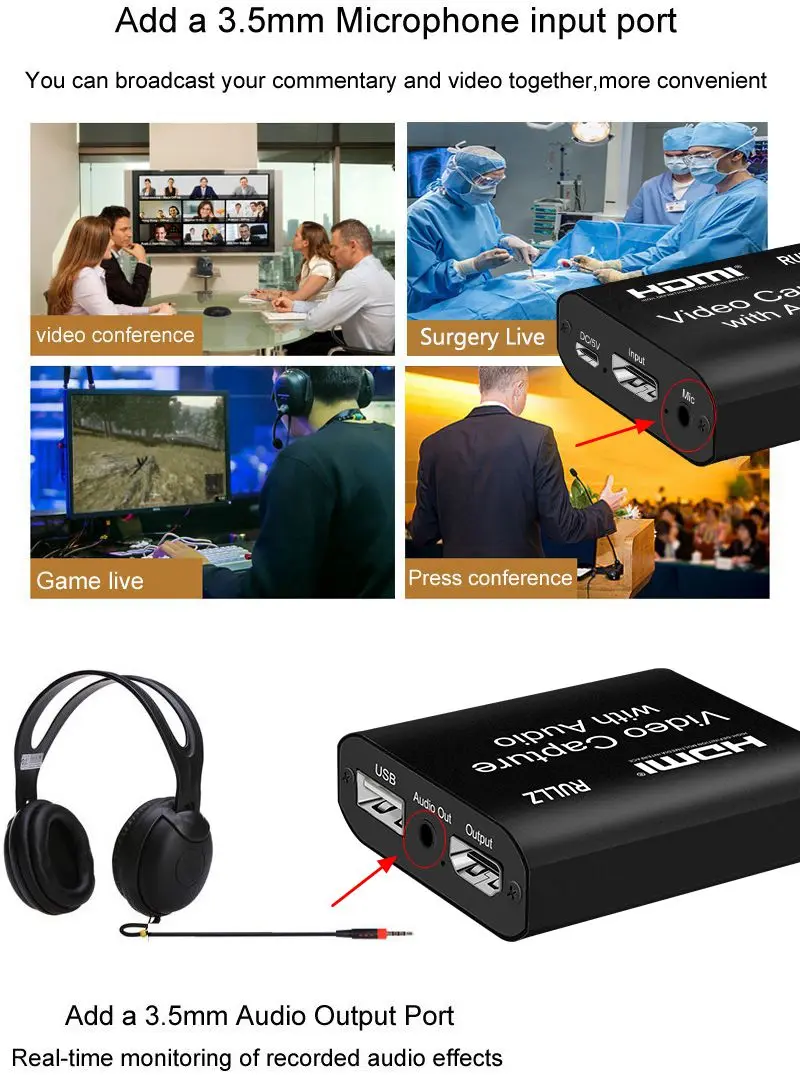 Карта видеозахвата 4K HDMI на USB 2 0 3 с выходом Loop Out коробка для записи видео ПК игр