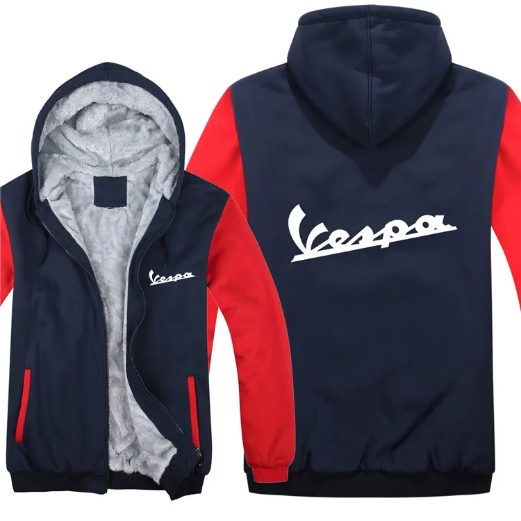 as picture Vespa толстовки куртка зимняя мужская повседневная шерстяная подкладка флисовая Vespa скутер толстовки пуловер с капюшоном - Цвет: as picture