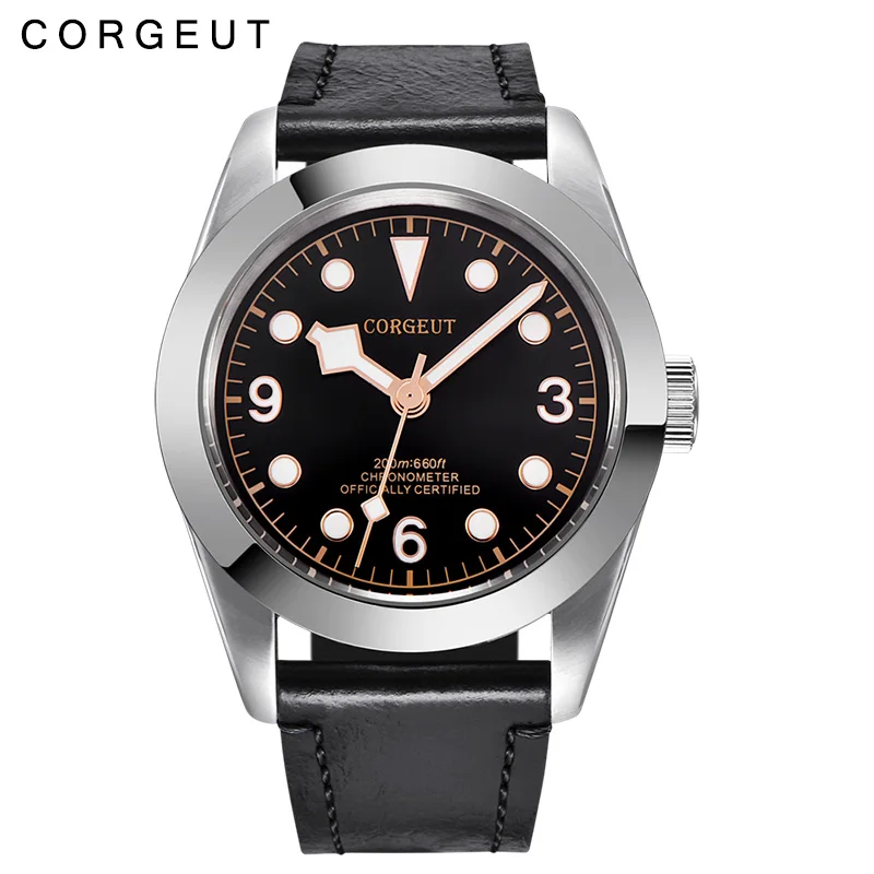 Corgeut Роскошные Брендовые спортивные военные мужские автоматические часы с