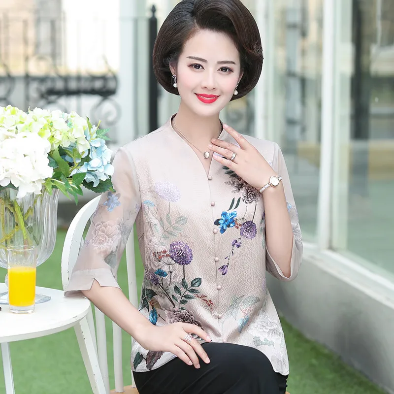 Материнские рубашки размера плюс для женщин среднего возраста весенне-летняя