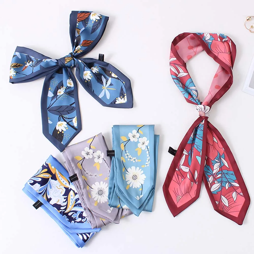 Женская шелковая атласная напечатанная сумка с шарфом лента повязка на голову