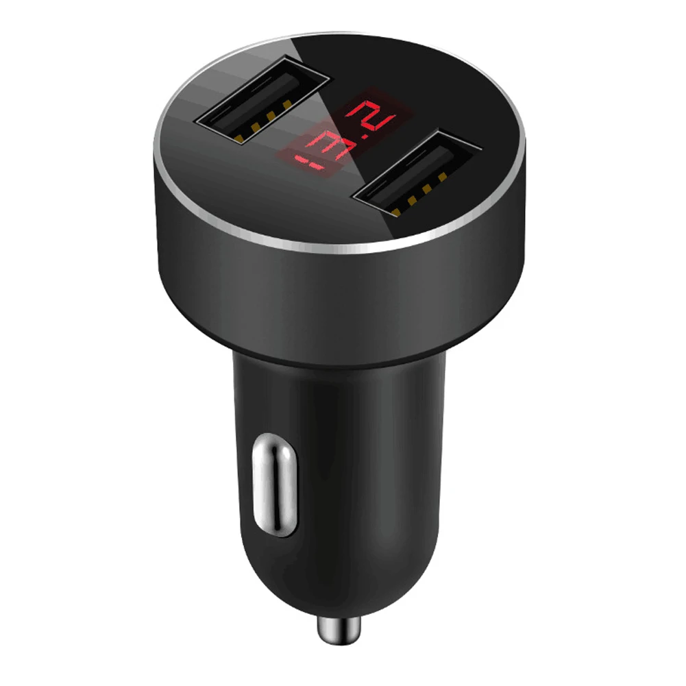 

Fast Charging Super Metal Dual USB 4.8A Car Adapter LED Display Car Voltage Charger Cable For Xiaomi 10 9 Redmi