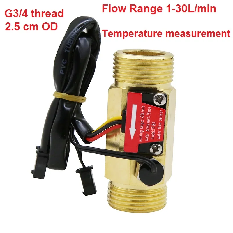 Латунный измеритель частоты потока G3/4 &quot NTC температуры Датчик расхода