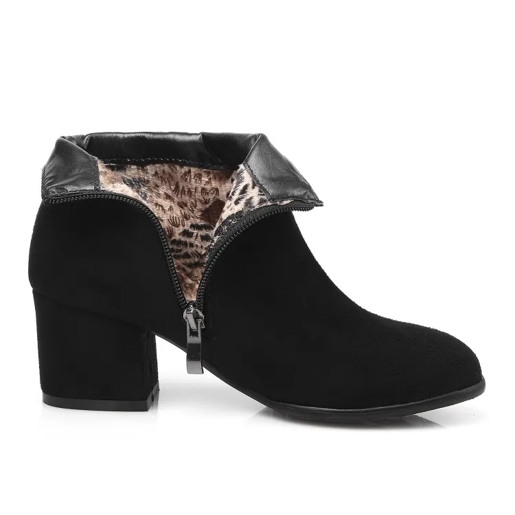 Ботинки с круглым носком большие размеры 11 12 13 на толстом каблуке высоком боковой