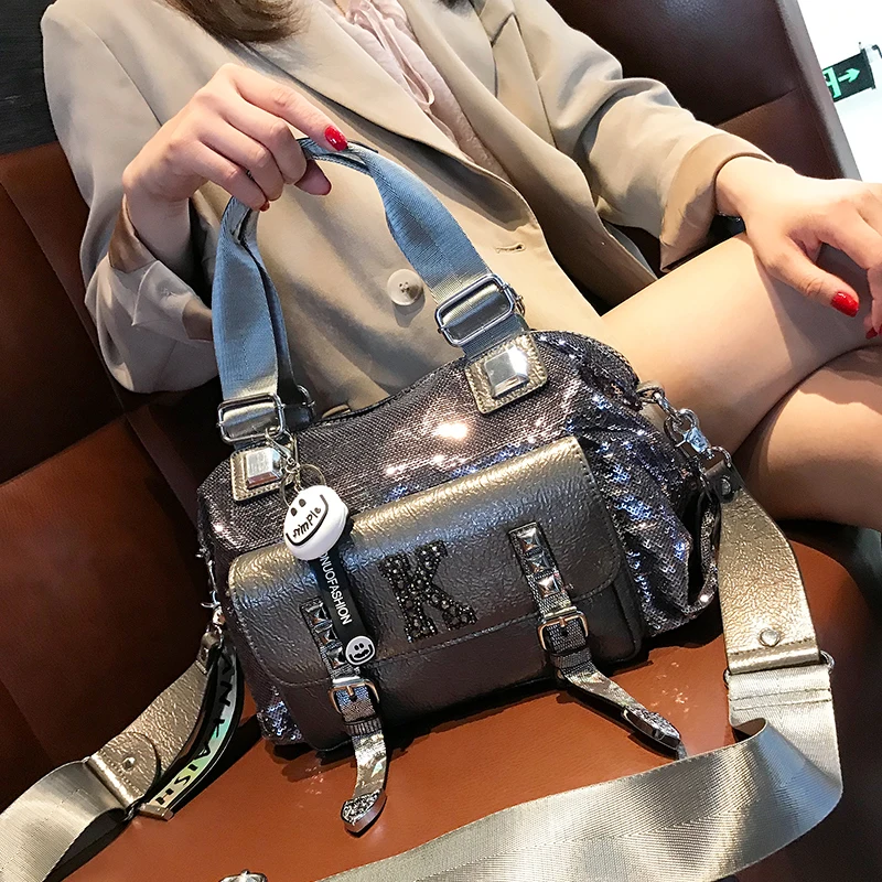

Shining Real Leather Large Capacity Diamond Handbag Women Luxury Designer Shoulder Crossbody Tote Bags for Female