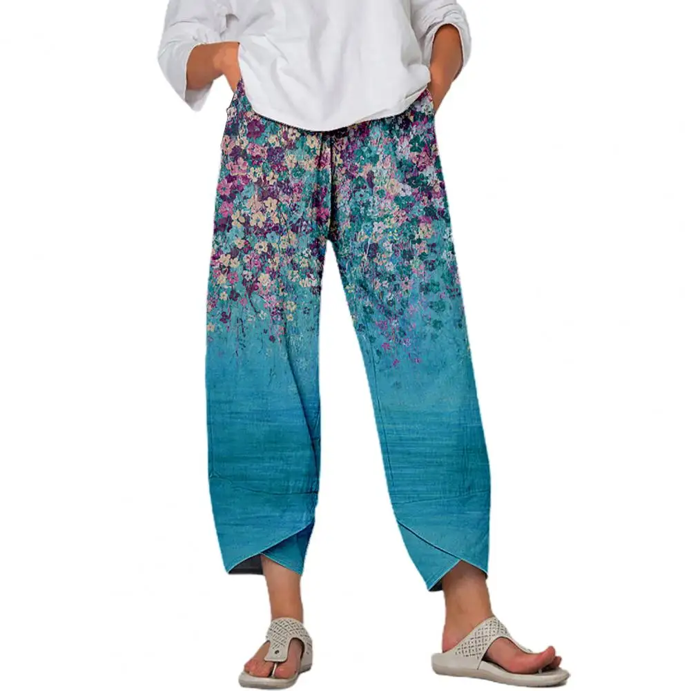 

2021 Summer Women Capri Pants Summer New Beach Casual Harem Comfortable Yoga Workout Fitness Cropped Print Trousers Soft Pants