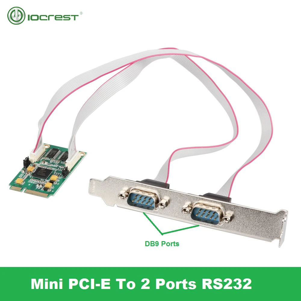 IOCREST Mini PCIe 2 Port s Rs232 Db9 Com полуразмерный последовательный порт PCI Express карта