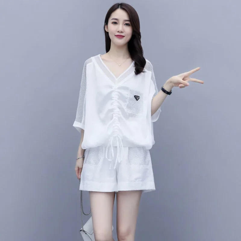 

Women's Suit Leisure Fashion Large Size Slim Show High Waisted Foreign Korean Style Shorts Two Piece Set Women 2021 New Summer