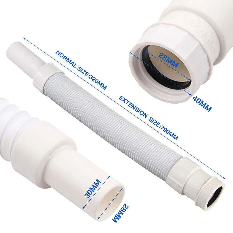 

36-79cm Plastic Waste Pipe Stretchable Drain pipe For Basin Sink Trap Waste Pipe Bathroom Kitchen