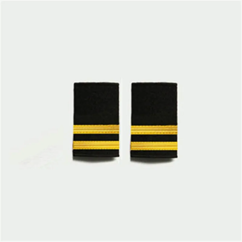 Gold two bars Четыре золотых серебряных бара авиалиний пилот Epaulets капитан Наплечные доски Insignia Ползунки Хэллоуин косплей эполет для пилота подарок - Цвет: Gold two bars