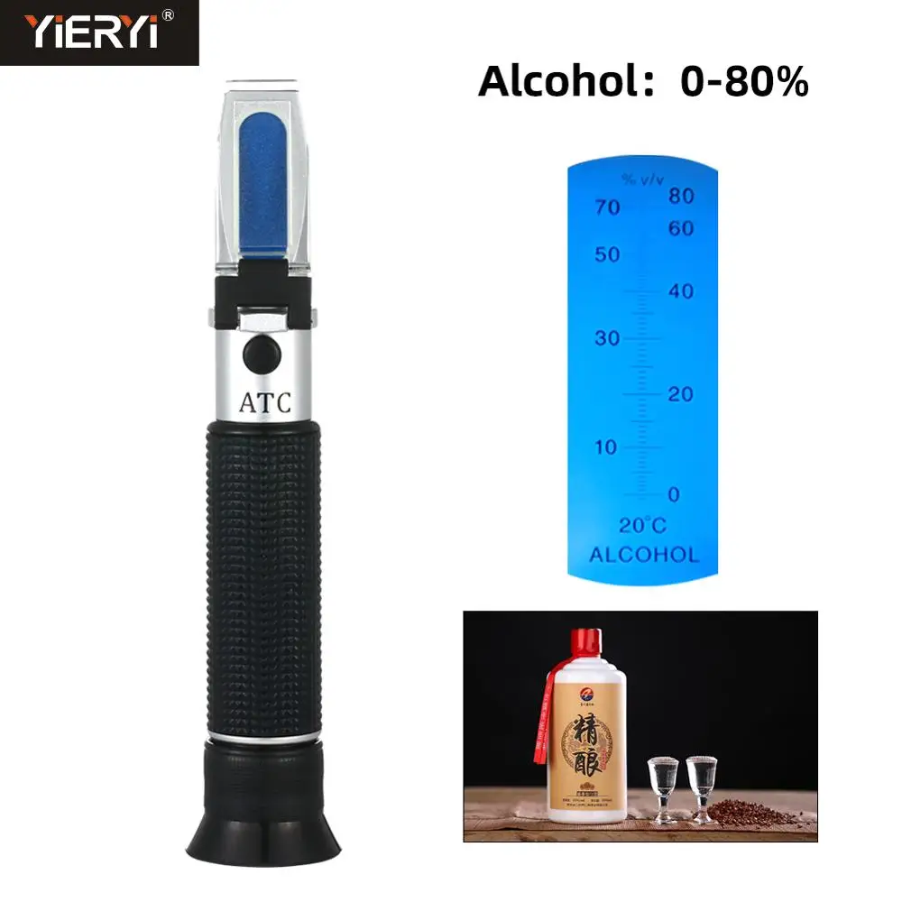 yieryi Handheld 0-80% Alcohol Refractometer for spirits Household liquor brewing refractometer Alcohol Concentration Detector